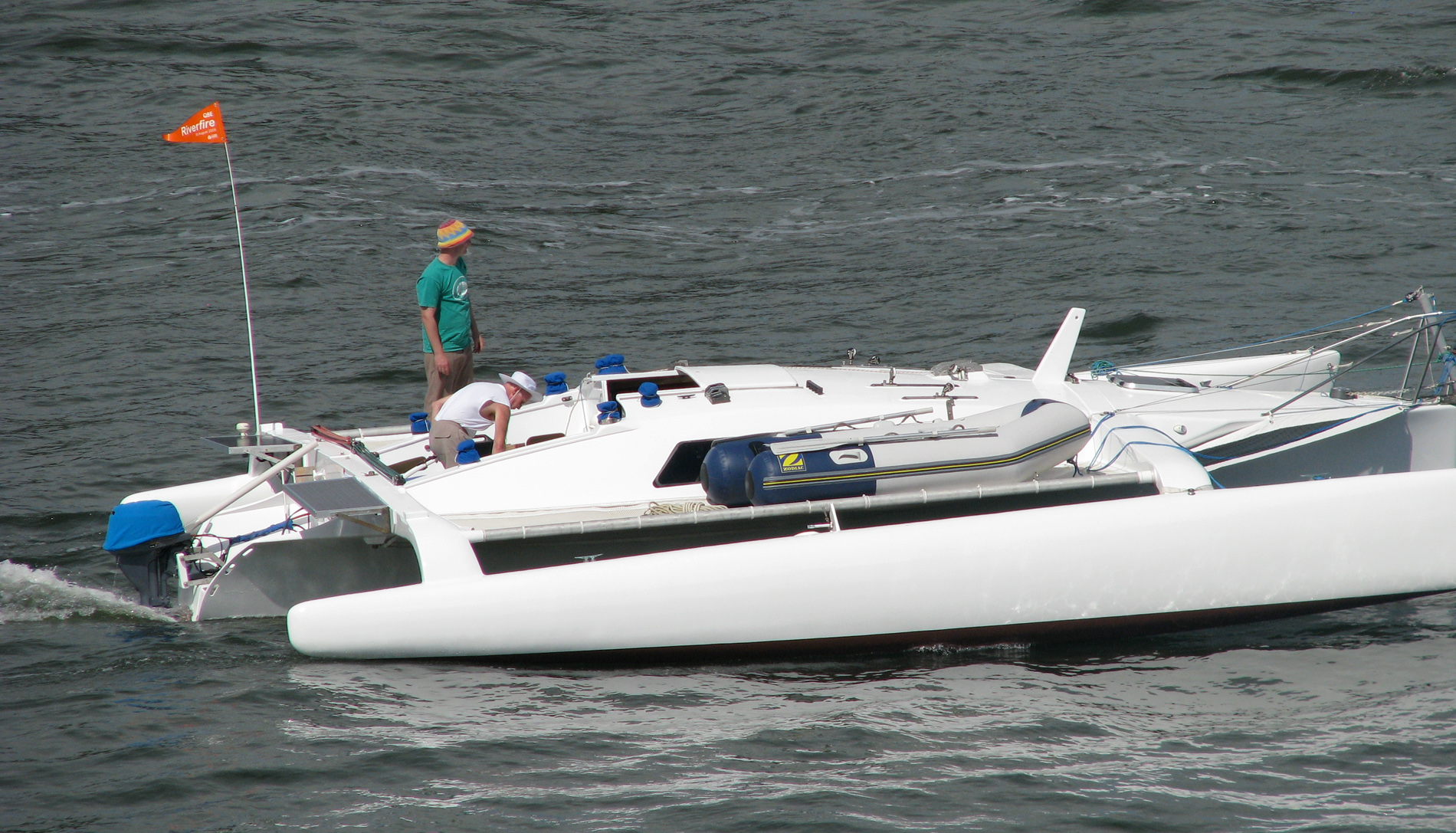 a Cat Launch or de-masted Yacht? ~ but off to River Fire 2008 regardless