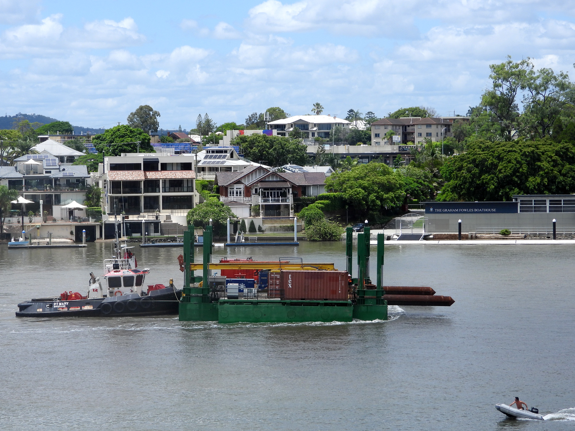 “PT MARY” with a barge and what look a little  like torpedoes/missiles ~ 13 Jan 2021