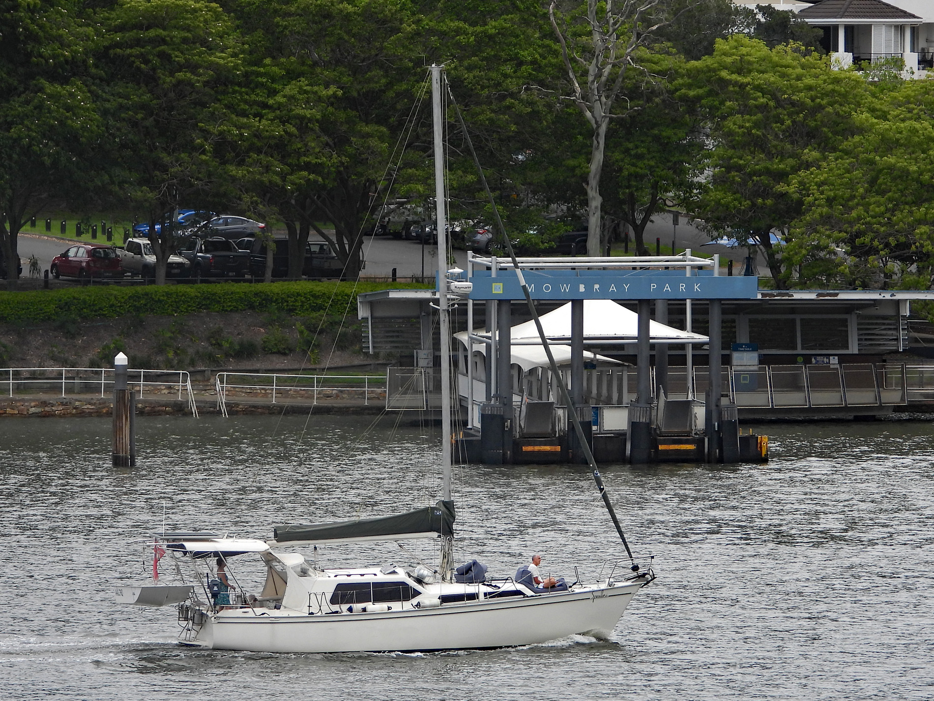 “Speculari” an 11m Out of Towner ~ heading upstream 3 Mar 2021