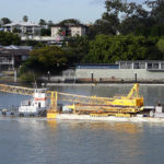 “Mavis” & “Cobia1” with big crane heading upstream